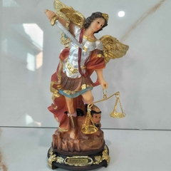 São Miguel Arcanjo com Balança 20cm Resina importada Premium Rica em Detalhes Oratório Decoração - loja Frei Mariano