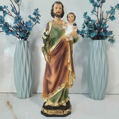 Imagem São José 30cm em Resina Importada grande rica em Detalhes Fé e Decoração - comprar online