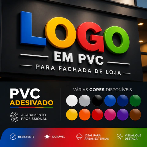 LOGOTIPO EM PVC EXPANDIDO ADESIVADO PARA FACHADA ACABAMENTO PREMIUM