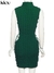 Kliou deslumbrante empilhados mini vestido feminino sexy sólido mock pescoço sem mangas desenhar corda bodycon festa clubwear elegante saia feminina
