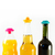 Tapones de silicona de colores para botellas, ideales para conservar bebidas.
