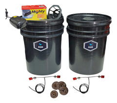 Kit Hidroponico Dwc 2x20l Completo + Aireador Doble Y Jiffys