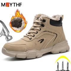 Sapatos de segurança de trabalho de inverno masculino botas de segurança anti-quebra anti-esfaqueamento sapatos de trabalho sapatos de biqueira de aço masculino bota de trabalho indestrutível - comprar online