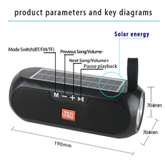 Alto-falante poderoso com placa solar Stereo Music Box compatível com Bluetooth Power Bank Boombox à prova d'água USB AUX Rádio FM