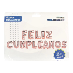 GLOBO METALIZADO FELIZ CUMPLEAÑOS IMPRENTA 16'' ROSA GOLD en internet