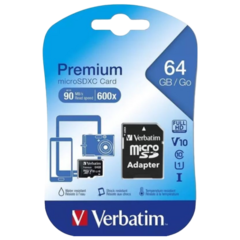 Micro SDXC Card Verbatim 64 GB con adaptador