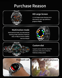 LIGE 2022 Full Circle Touch Screen Steel Band Luxo Bluetooth Chamada Relógio Inteligente Masculino À Prova D' Água Esporte Atividade Fitness Relógio + Caixa - comprar online