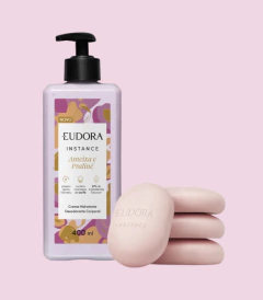 Combo Instance Ameixa e Praliné: Creme Corporal 400ml + Sabonete em Barra 4x80g