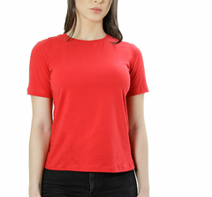CAMISETA FEMININA BABY LONG GOLA REDONDA VERMELHA CF012105 na internet