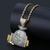 Men Hip Hop Fashion Full Rhinestone Bull Head Pendant Necklace Sparkling Ice Out - loja online