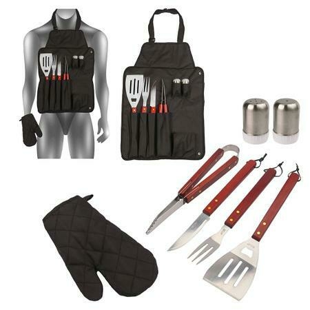 Kit churrasco com avental 8 peças
