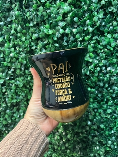 Cuia Madeira Personalizada Dia dos Pais - Preta - comprar online