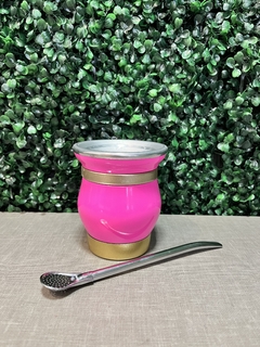 Kit Tereré - Rosa Neon com Dourado - - comprar online