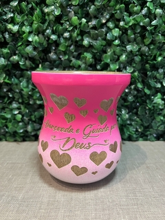 Cuia Madeira Personalizada - Rosa - comprar online