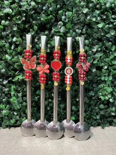 Bomba Inox Decorada - Tons Vermelho - comprar online