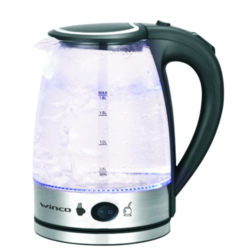 Pava Jarra Electrica Selectror De Temperatura Hervor y Punto Mate Vidrio Templado Luz Interior Winco