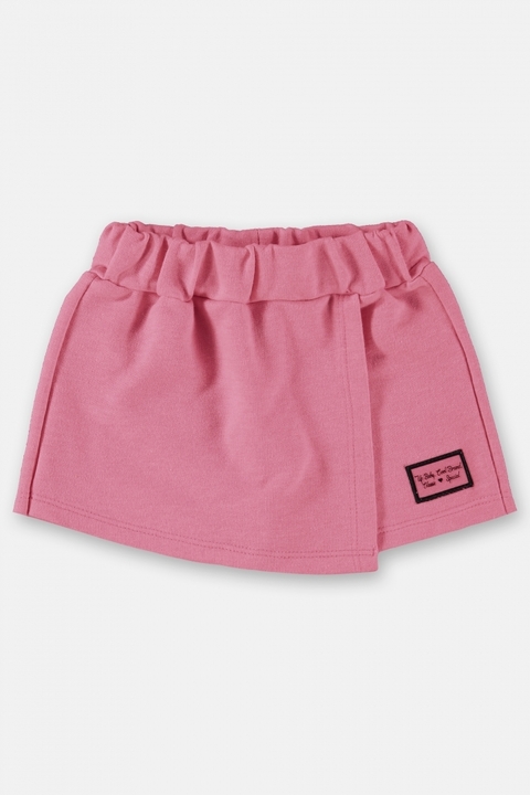 Short-saia infantil em moletom rosa flúor
