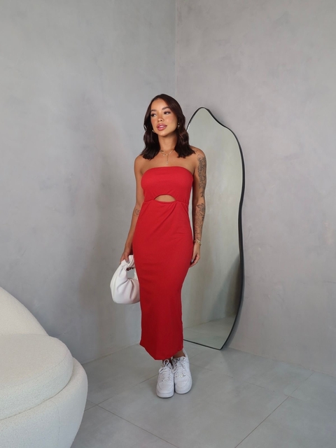 VESTIDO MÍDI DECOTE