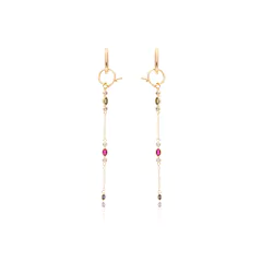 BRINCO ARGOA P, COM CORRENTE PENDURADA E CRISTAL TURMALINA ROSA, TANZANITA E PERIDOTO - comprar online