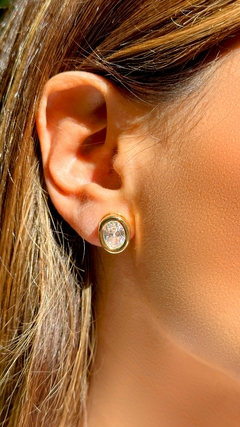 CONJUNTO BRINCO E COLAR LISO COM ZIRCÔNIA BRANCA OVAL na internet