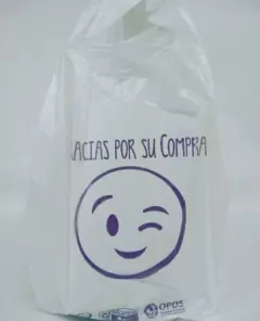 BOLSA CAMISETA OXIBIODEGRADABLES "SONRISAS" x 80 Unidades