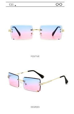 Óculos de sol sem aro XJiea feminino 2021, óculos de sol quadrados de designer na internet