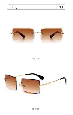 Óculos de sol sem aro XJiea feminino 2021, óculos de sol quadrados de designer