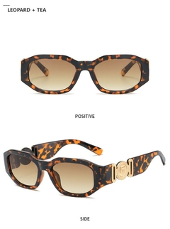 Óculos de sol quadrados retrô Vintage Armação pequena Moda Des - webmix