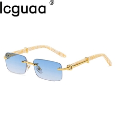 Óculos de sol quadrado sem aro rosa azul verde para homens 2022 designer de lux - comprar online