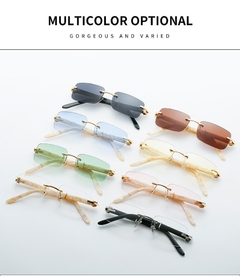 Óculos de sol quadrado sem aro rosa azul verde para homens 2022 designer de lux