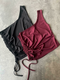 TOP ASIMETRICO RUCHE LYCRA - comprar online