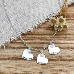 Colar Corações Personalizado com Nomes Prata 925