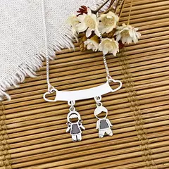 Colar Canga Personalizada 2 filhos(as) Prata 925