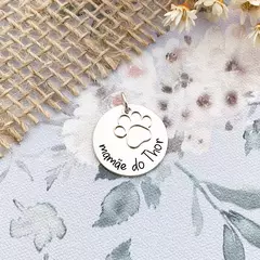 Pingente Medalha + Patinha Personalizado Mamãe + nome Prata 925