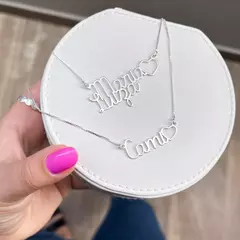 Colar Personalizado com Nome Duplo + Coração Fonte 1 Prata 925 na internet