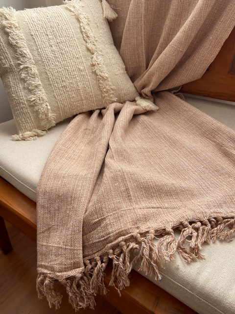 Manta para sofá ou cama de solteiro 1,40m x 2,30m caramelo mesclada