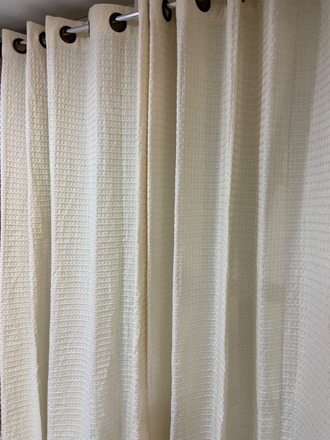 Cortina Algodão Cru trabalhada 1,80m x 2,80m Cor Palha