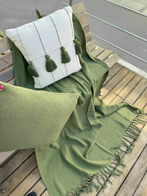 Manta para Sofá Escama Verde Musgo