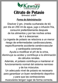 Citrato de Potasio - Kawsay Health Mayorista