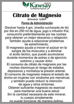 Citrato de Magnesio - Kawsay Health Mayorista