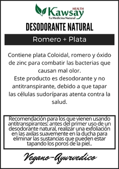 Desodorante Plata + Romero - tienda online