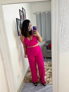 Conjunto Cropped e Pantalona em Linho Pérola - comprar online