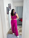 Conjunto Cropped e Pantalona em Linho Pérola