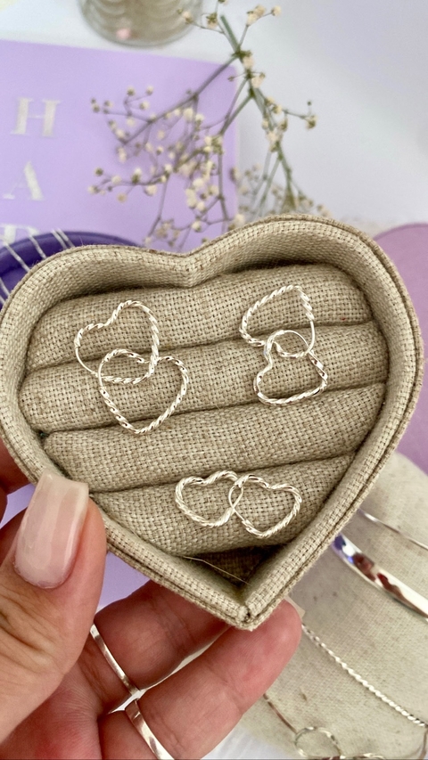 Brinco Trios Argola Coração Torcido