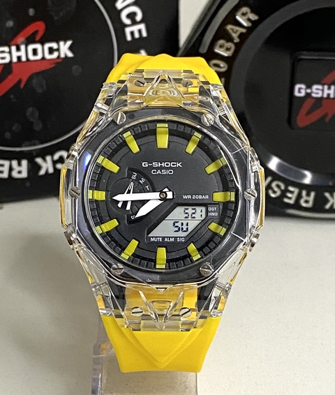 Relógio G-shock GA2100D transparente amarelo esportivo - comprar online