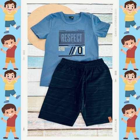 Conjunto Masculino Infantil - Camiseta com Short - Respect