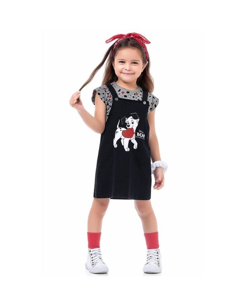 Conjunto Blusa e Salopete 101 Dalmatas Disney Fakini