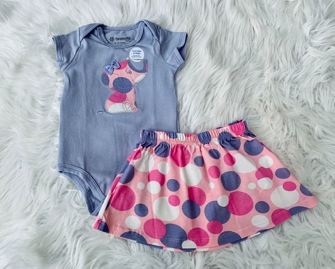 Conjunto Brandili Body e Saia poá Elefante Lilás
