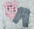 Conjunto Brandili Body e Calça Coração Rosa e Cinza