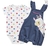 Conjunto Fakini - body e jardineira - licenciado - fisher price estilo jeans